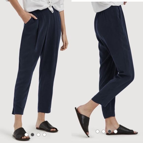 Kit and Ace Pants - Kit and Ace Pants Womens 6 Navy Blue Washable Silk Stretch Trouser Ankle Pleated